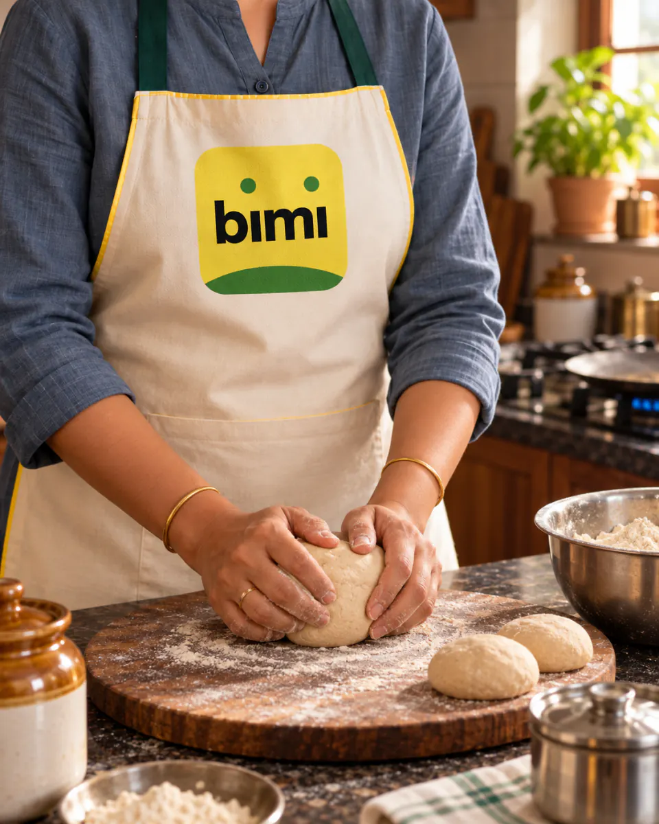 A Bimi-branded Home Cook kneading atta dough for rotis
